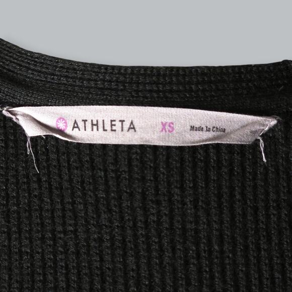 Athleta Sweater Womens XS Green Tunic Pullover Wool Blend V Neck Ribbed Merino - Picture 6 of 10